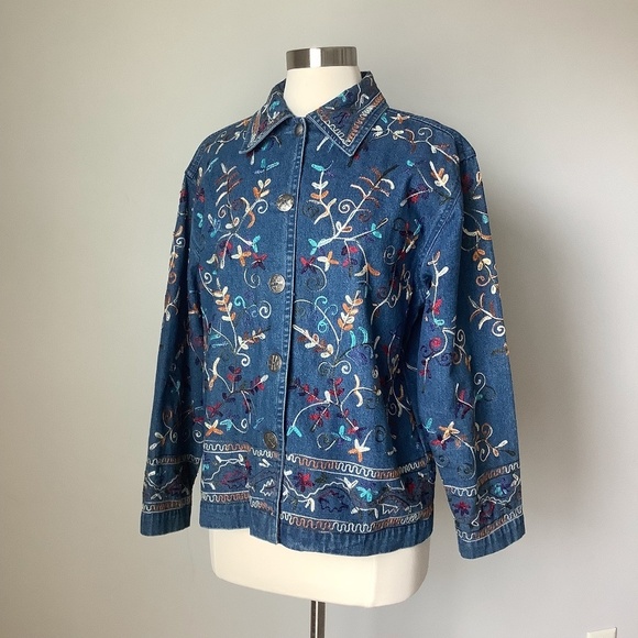 Vintage Embroidered Denim Jeans Jacket - Picture 16 of 16